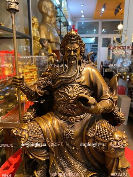 Quan thánh đế quân - Quan công ngồi đọc sách Cao 30 đến đầu 40cm đến đao ngang 22 sâu 18cm nặng 7.6kg