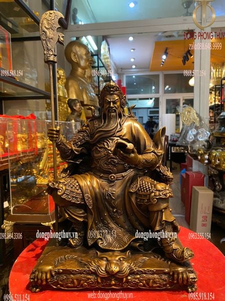 Quan thánh đế quân - Quan công ngồi đọc sách Cao 30 đến đầu 40cm đến đao ngang 22 sâu 18cm nặng 7.6kg