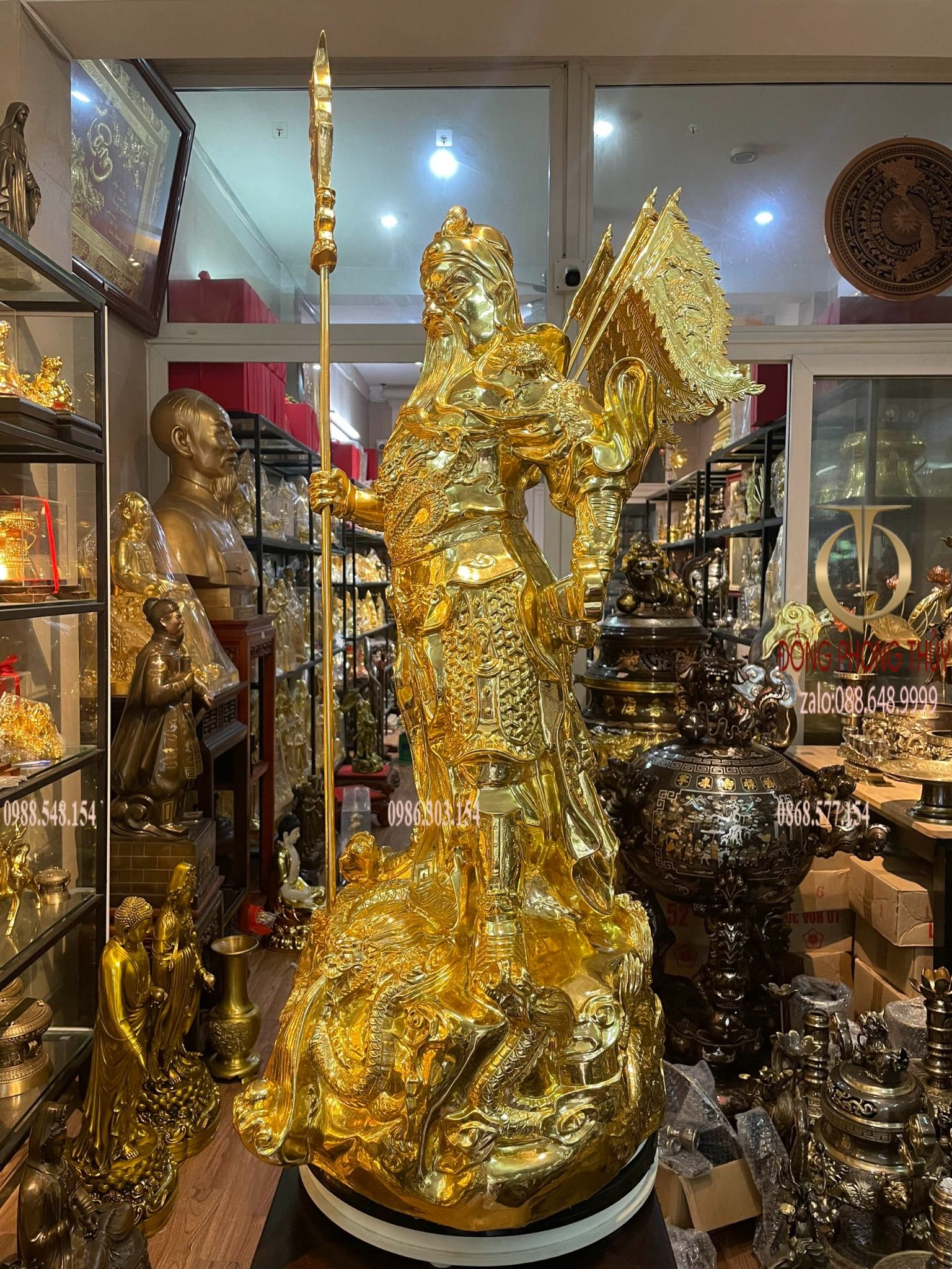 Tượng quan thánh đế quân dát vàng 24k 90cm