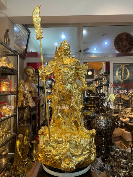 Tượng quan thánh đế quân dát vàng 24k 90cm