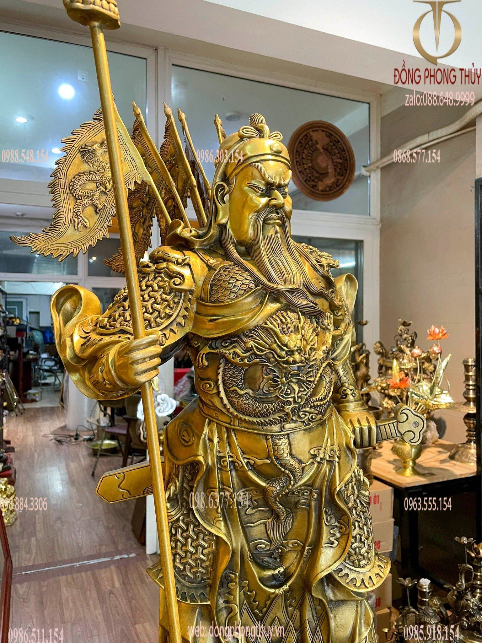 Tượng quan thánh đế quân 90cm ngũ cờ