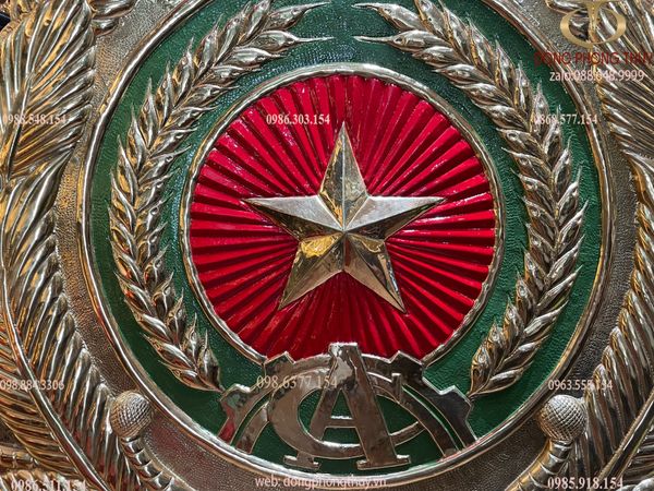 Quốc huy công an bằng đồng ngang 104 cao 90