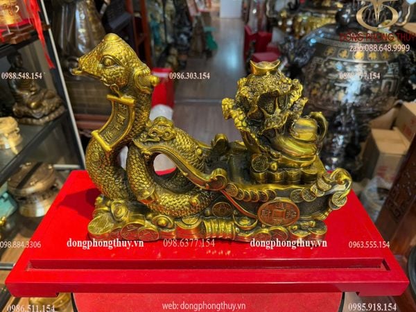 Tượng rắn kéo bắp cải bằng đồng Cao 22 ngang 28 sâu 10 nặng 4,6kg