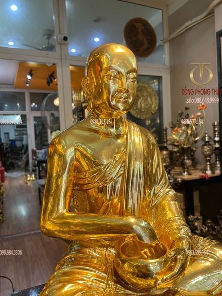 Tượng thánh tăng Sivali bằng đồng 38cm dát vàng 24k