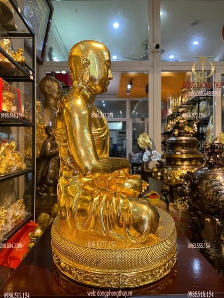 Tượng thánh tăng Sivali bằng đồng 38cm dát vàng 24k