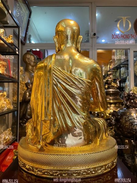 Tượng thánh tăng Sivali bằng đồng 38cm dát vàng 24k