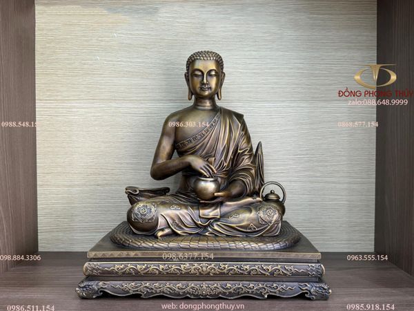 Tượng Sivali bằng đồng cao 40 ngang 36 sâu 26 màu hun nâu