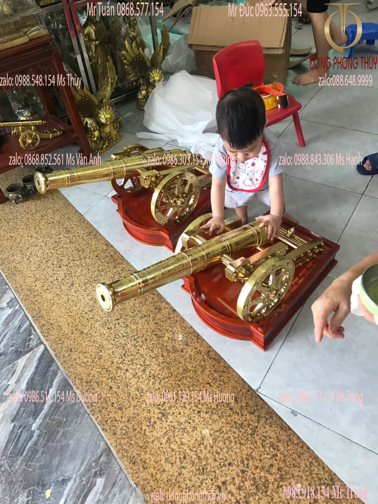 SÚNG THẦN CÔNG BẰNG ĐỒNG cỡ Đại cao 35 dài 80cm ngang 29,5cm nặng 34kg