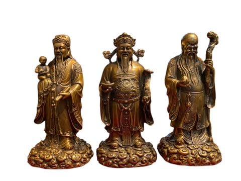 Tam đa Phúc Lộc Thọ bằng đồng cao 20cm ngang 10cm sâu 8cm