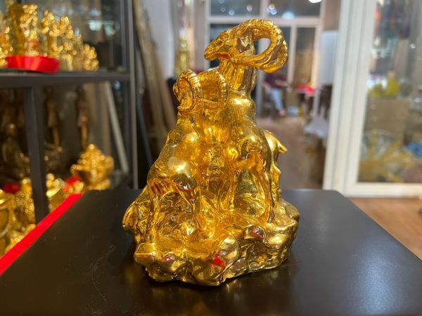 Tượng tam dương khai thái bằng đồng dát vàng 24k