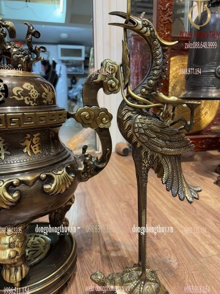 Tam sự hạc hoa sòi bằng đồng cát tút cao 60cm