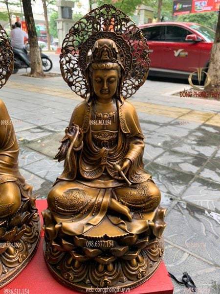 Tây Phương Tam Thánh lá đề bằng đồng cao 34cm nặng 18kg
