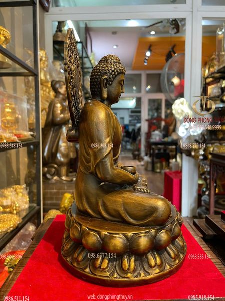 Tượng Tây Phương Tam Thánh lá đề bằng đồng cao 28cm nặng 9.7kg