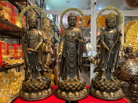 Tây phương tam thánh hào quang Cao đến đầu 40, đến lá đề 45, sâu 17 nặng 15,5kg
