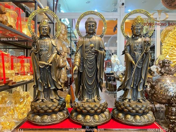 Tây phương tam thánh hào quang Cao đến đầu 40, đến lá đề 45, sâu 17 nặng 15,5kg