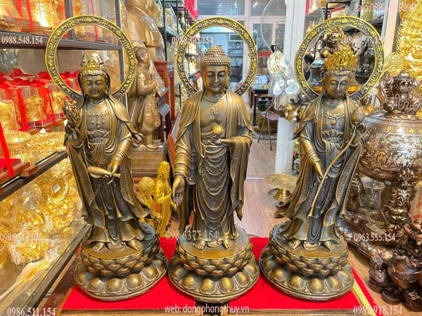 Tây phương tam thánh hào quang Cao đến đầu 40, đến lá đề 45, sâu 17 nặng 15,5kg