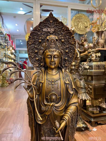 Tây phương tam thánh lá đề màu hun cao 57cm