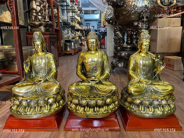 Tượng tam thế bằng đồng Cao 40 ngang 26 rộng 26 nặng 35kg