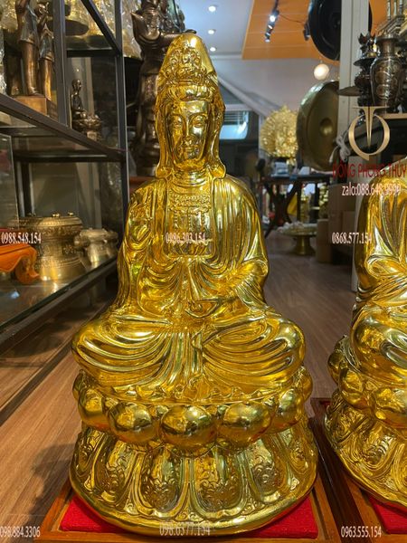 tượng tây phương tam thánh bằng đồng cao 48cm dát vàng