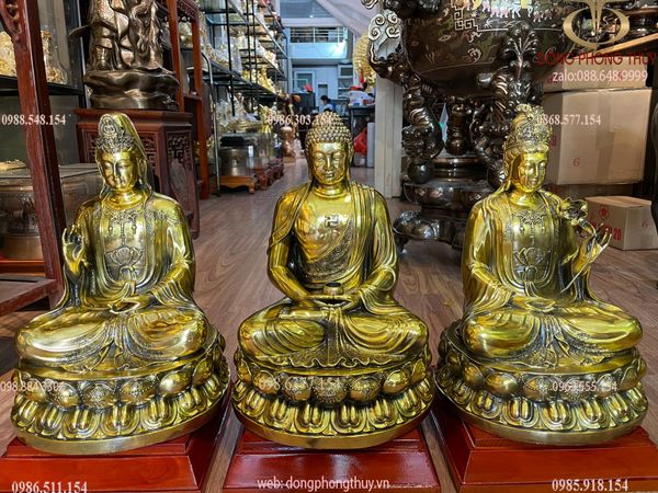 Tượng tam thế bằng đồng Cao 40 ngang 26 rộng 26 nặng 35kg