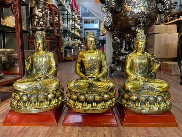 Tượng tam thế bằng đồng Cao 40 ngang 26 rộng 26 nặng 35kg