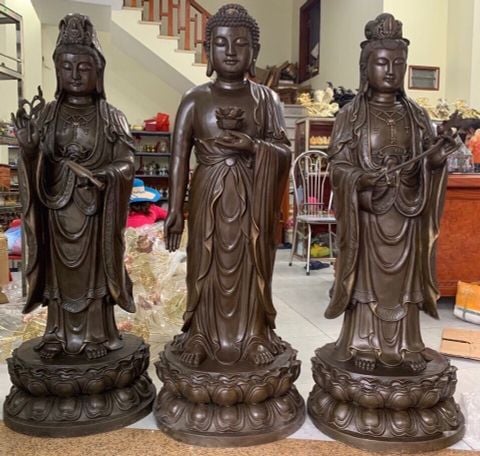 Tượng tam tòa thánh mẫu bằng đồng cao 1m2 nặng 46kg/pho