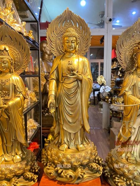 Tượng tây Phương tam thánh đứng 58cm bằng đồng