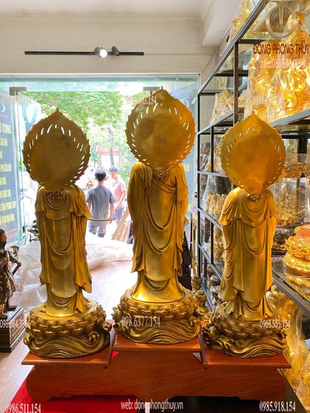 Tượng tây Phương tam thánh đứng 58cm bằng đồng