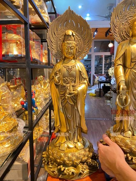 Tượng tây Phương tam thánh đứng 58cm bằng đồng