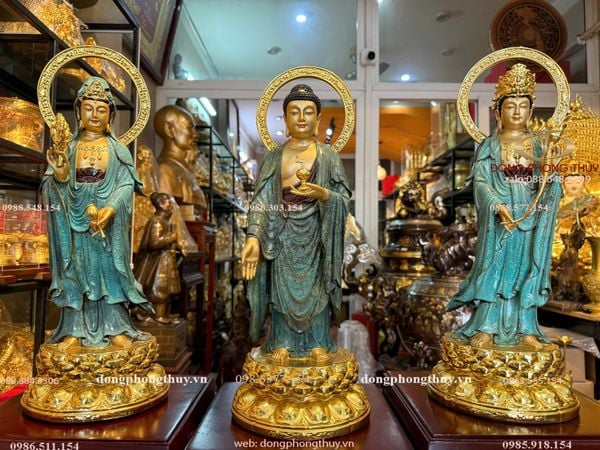 Tây Phương Tam Thánh bằng đồng xanh