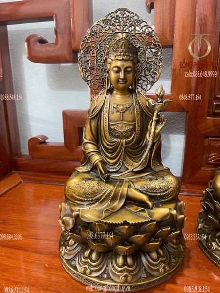 Tây Phương Tam Thánh lá đề bằng đồng cao 34cm nặng 18kg