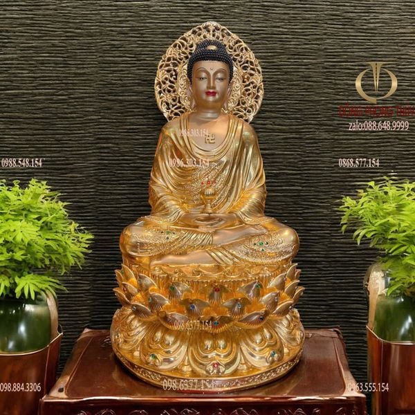 Tượng tây Phương Tam Thánh đính đá dát vàng 24k cao 45cm