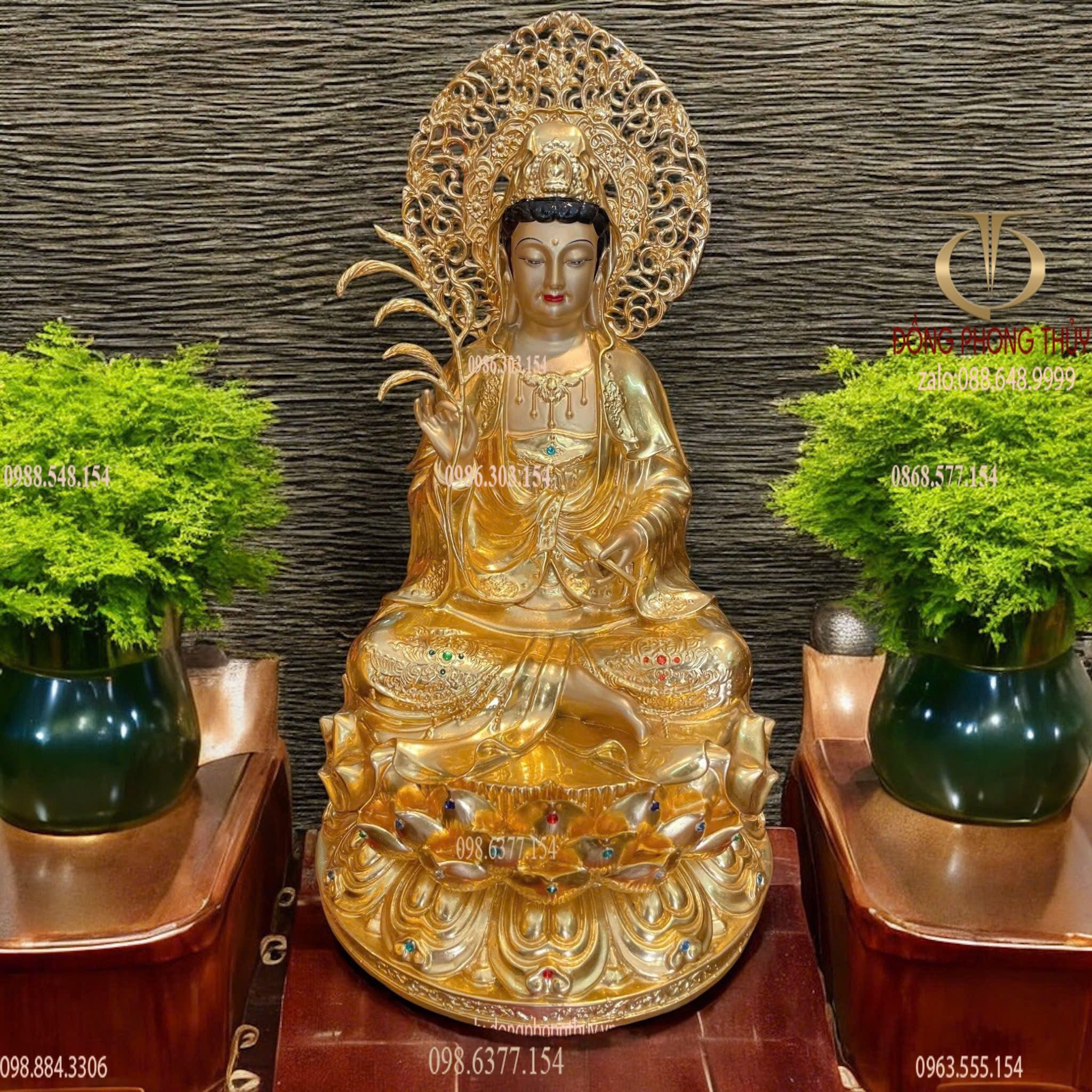 Tây Phương Tam Thánh đính đá dát vàng 24k