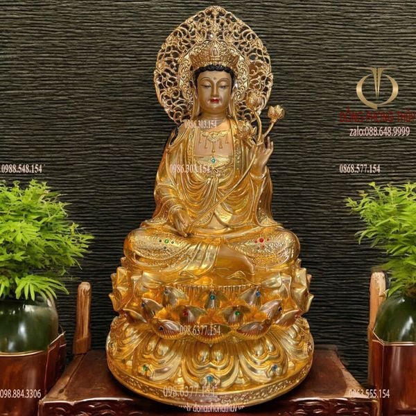 Tượng tây Phương Tam Thánh đính đá dát vàng 24k cao 45cm