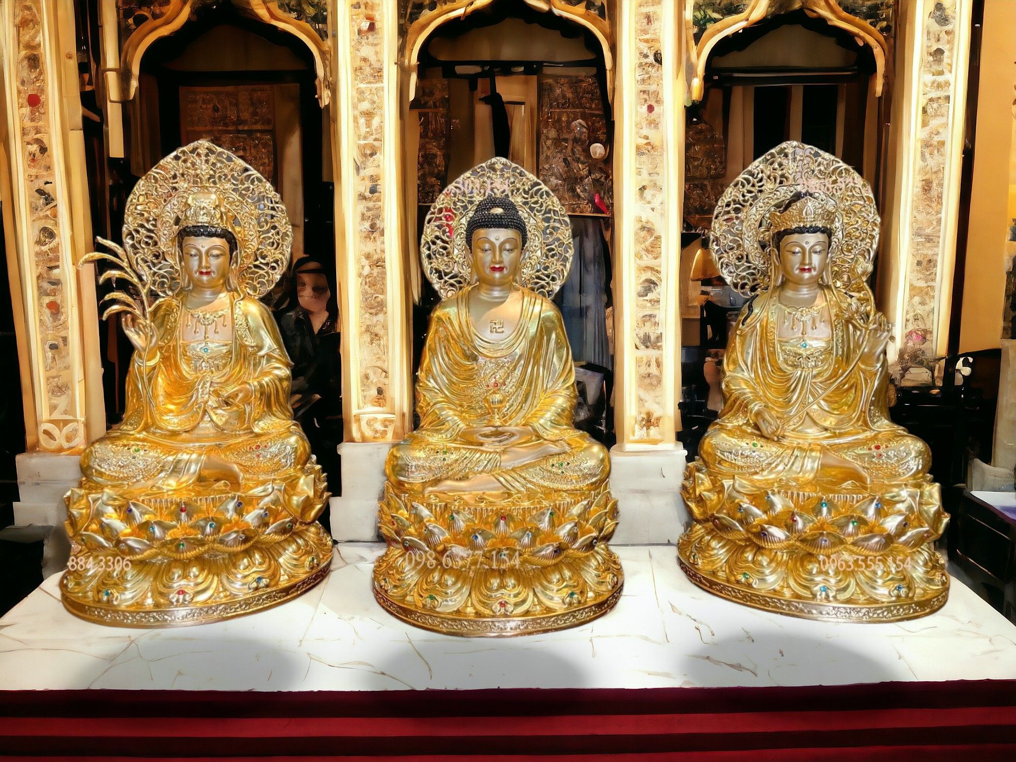 Tây Phương Tam Thánh 45cm dát vàng 24k