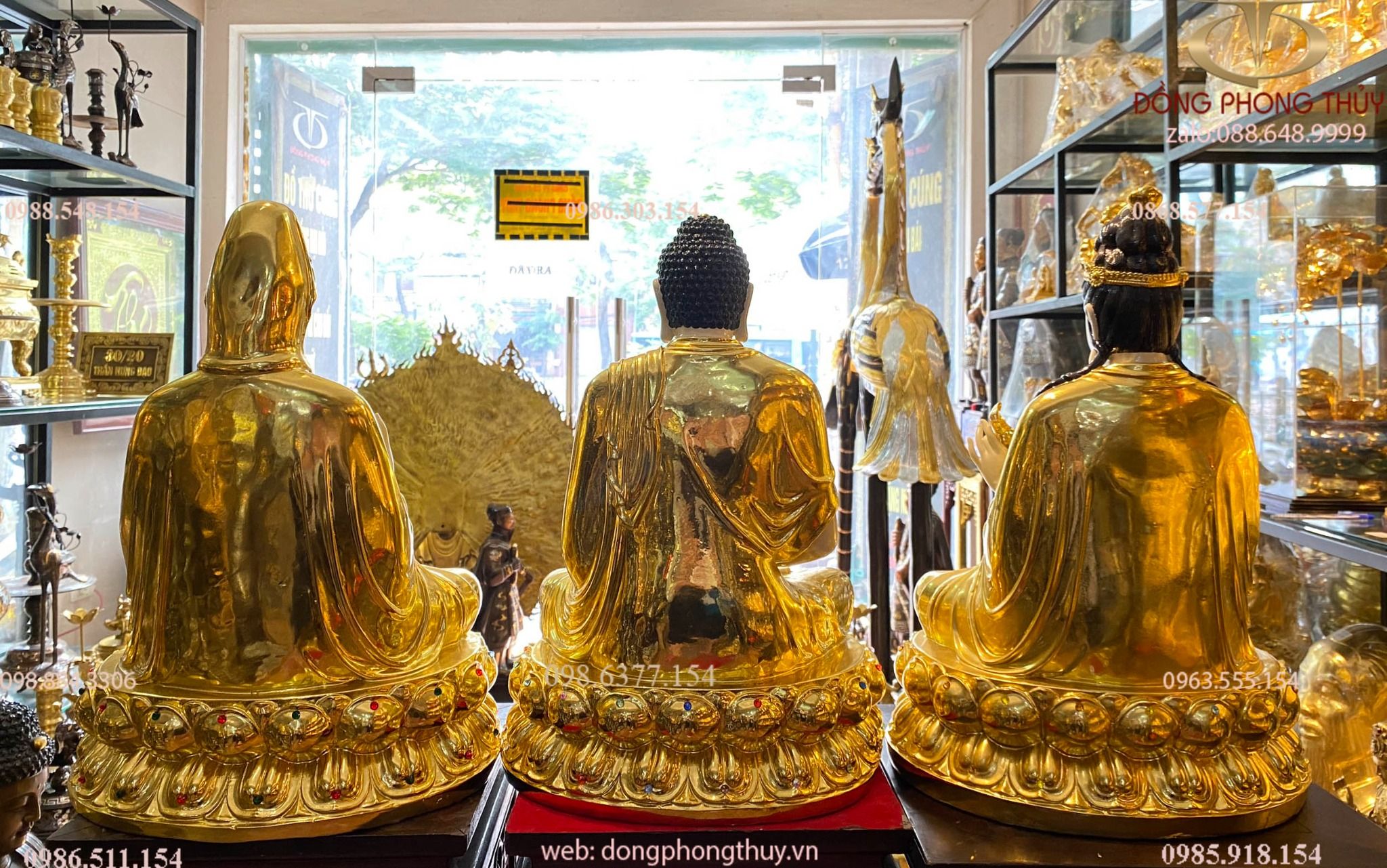 Tây phương tam thánh 50cm 54kg dát vàng