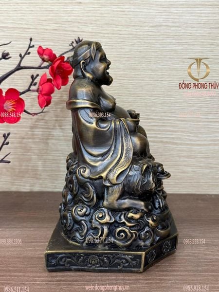 Tượng thần tài thổ địa rồng hổ bằng đồng cao 20cm