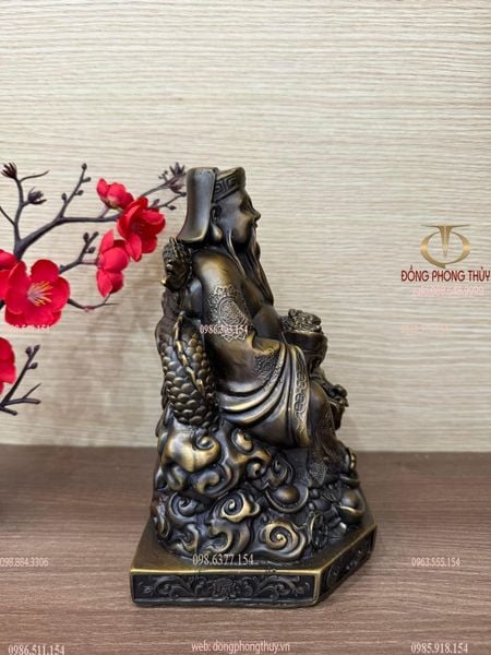 Tượng thần tài thổ địa rồng hổ bằng đồng cao 20cm