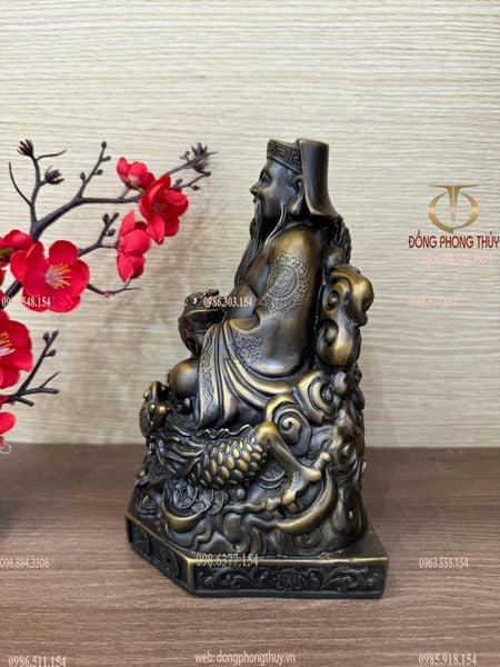 Tượng thần tài thổ địa rồng hổ bằng đồng cao 20cm