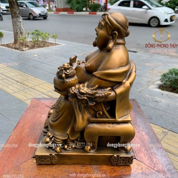 Thần tài thổ địa bằng đồng cao 25cm ngang 18cm sâu 16cm nặng 12,5kg