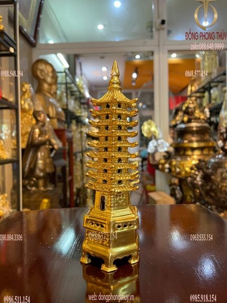 Tháp văn xương 9 tầng cao 18cm dát vàng 24k