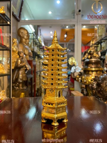 Tháp văn xương 9 tầng cao 18cm dát vàng 24k