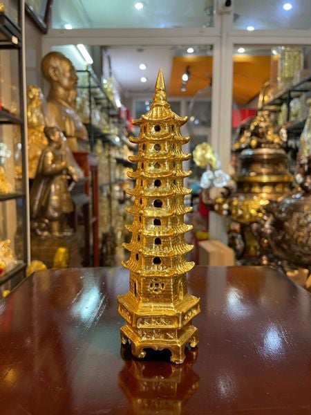 Tháp văn xương 9 tầng cao 18cm dát vàng 24k