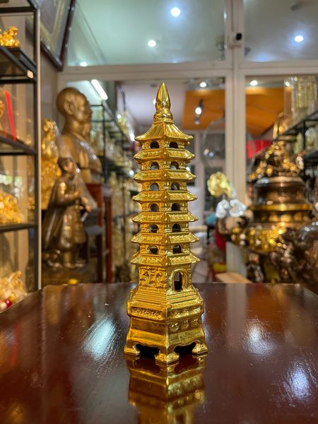 Tháp văn xương 7 tầng cao 17cm dát vàng