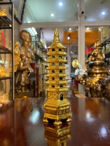 Tháp văn xương 7 tầng cao 17cm dát vàng