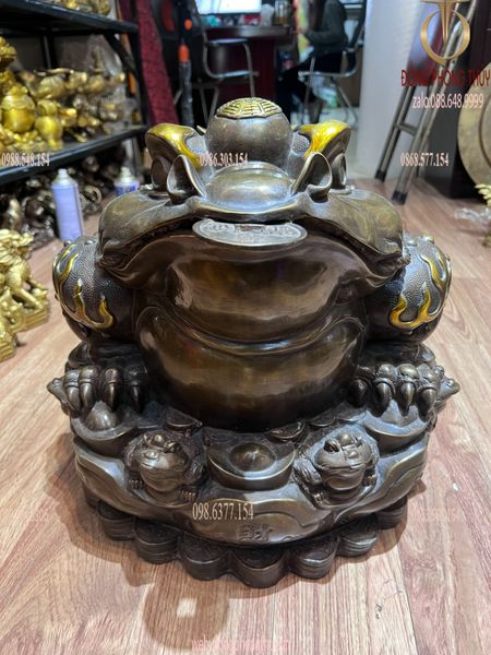 Tượng thiềm thừ cóc ngậm tiền Cao 40 sâu 45 nặng 34kg