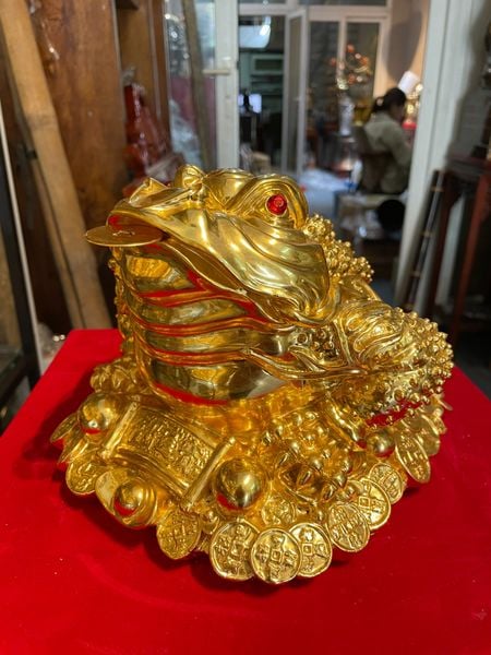 Thiềm thừ - Cóc ngậm tiền bằng đồng dát vàng 24k