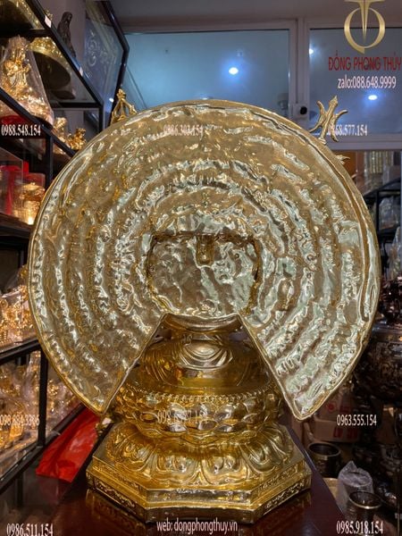 Tượng thiên thủ thiên nhãn bằng đồng dát vàng vẽ màu cao cấp cao 44cm