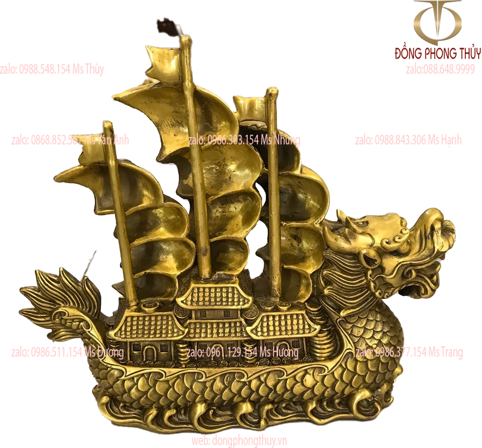Thuyền rồng 3 cánh cánh bằng đồng cao 25cm dài 29cm nặng 2,6kg