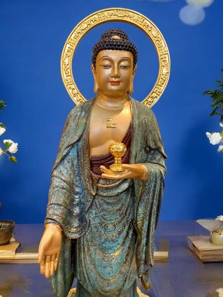 Tượng A Di Đà bằng đồng cao 45cm